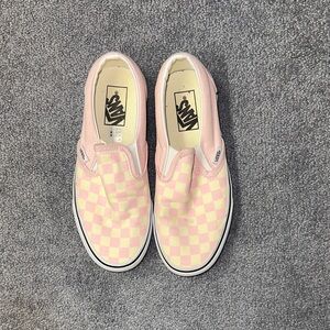 Vans Pink and White Checkered Slip-On Sneakers